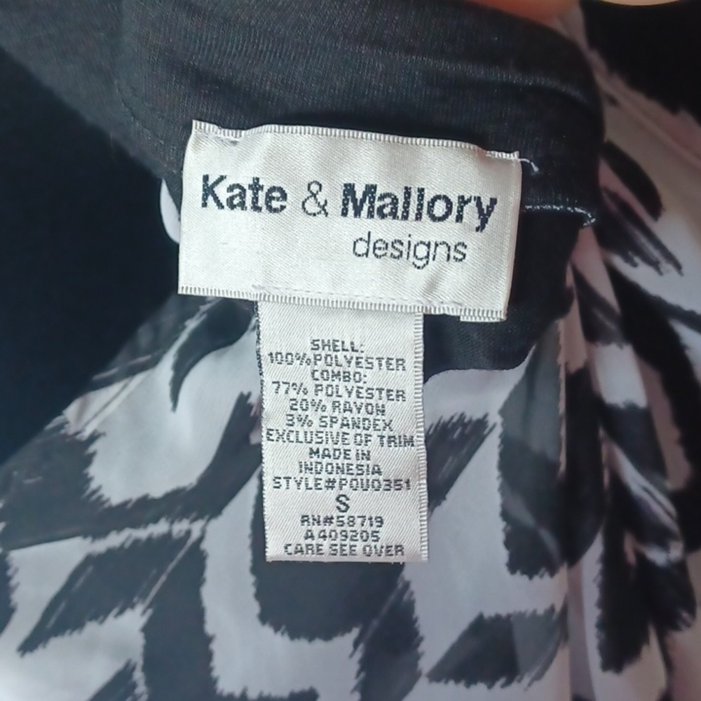 Kate & Mallory Sleeveless Blouse Layered Chiffon Top Tank, embellished, blk&wht - Picture 5 of 6